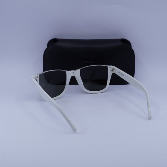 Saint Laurent SL 51 CUT 003 Sunglasses Ivory/Silver Square Frame, Grey Lenses - Picture 9 of 10